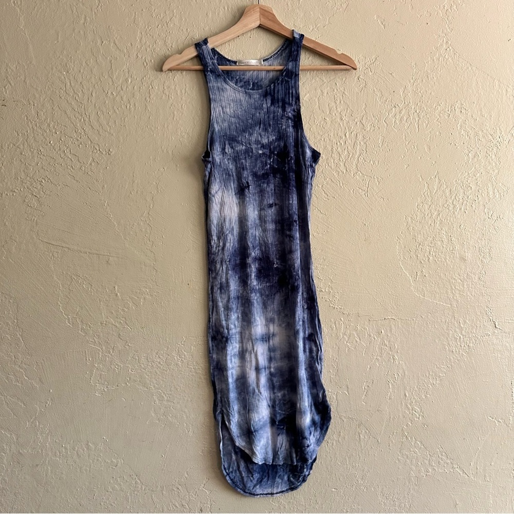 Heart Hips Blue and White Tie-Dye Tank Maxi Dress